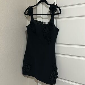 JW PEI Elaina black rosette appliqué mini dress size 6